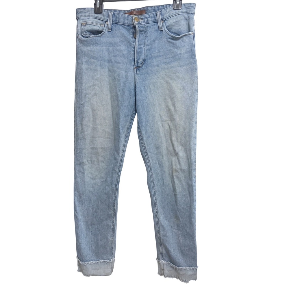 Joes The Debbie High Rise Straight Ankle Light Blue Raw Hem Jeans 29